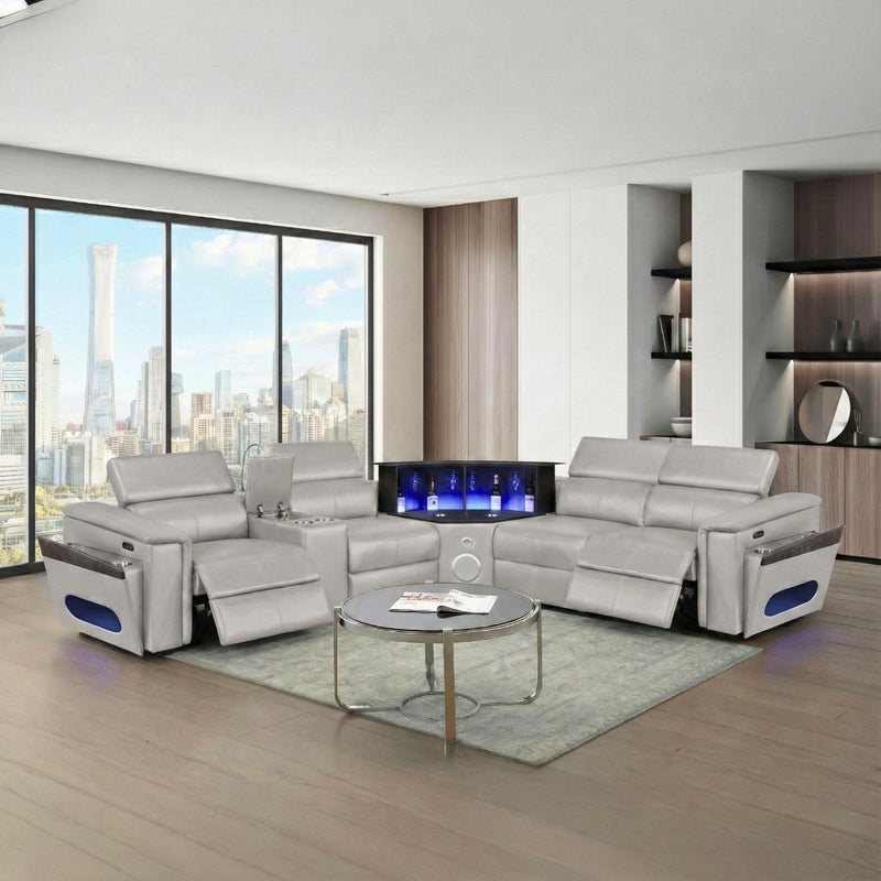 Nova - Sectional With Bluetooth Speaker, LED And Lifting Wine Cabinet