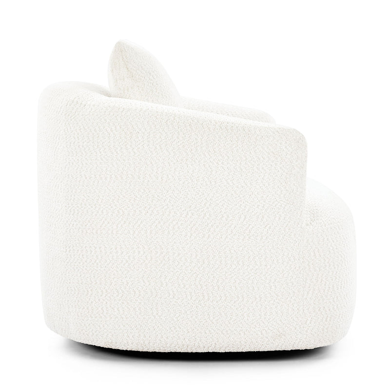 360° Swivel Barrel Sofa Chair With Throw Pillow, Upholstered Accent Chair