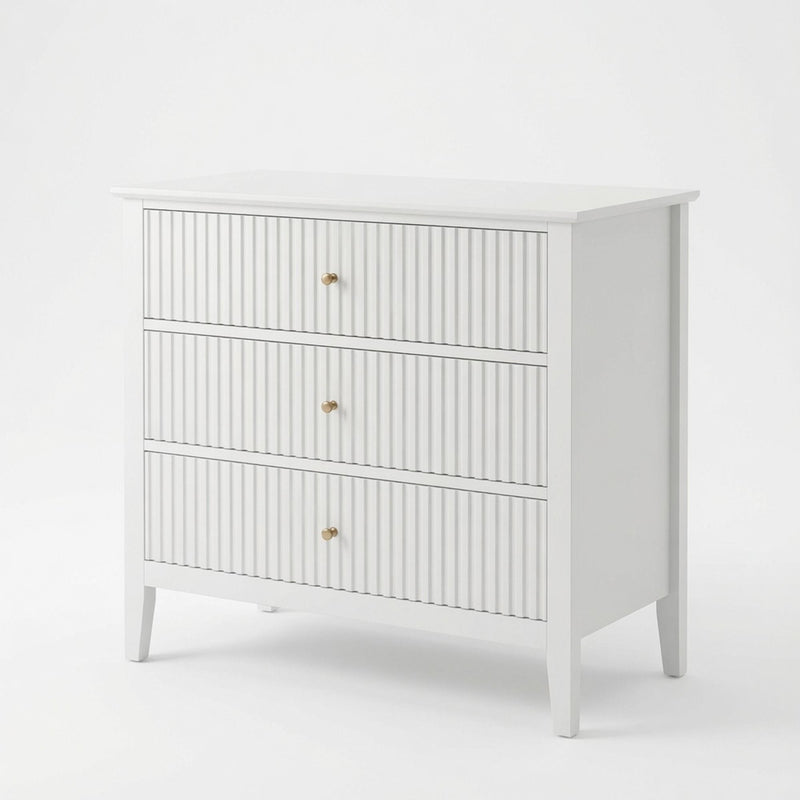 3 Drawer Nightstand, Wide With Soft Close Slides - White
