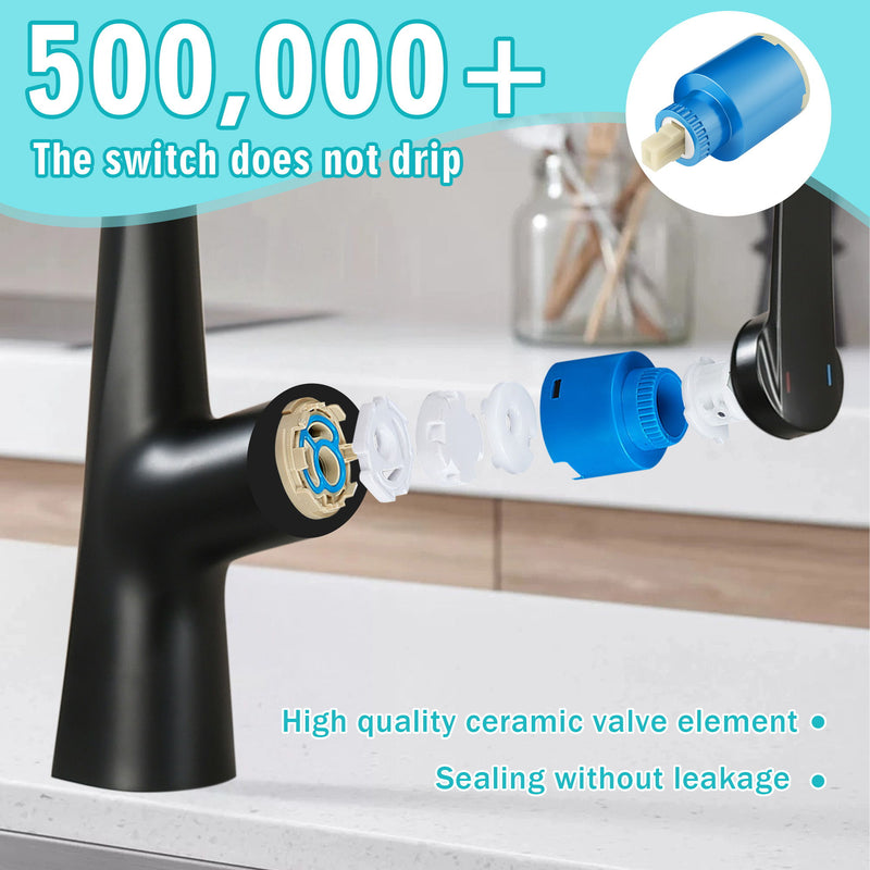 Professional Kitchen Faucet With 3 Function 360 Sprayer And 1 Touch Switching