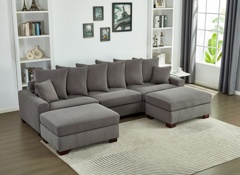 5 Seater Oversized Convertible L & U Shaped Couch