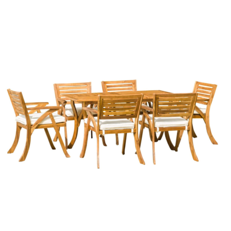 Outdoor Hermosa 7 Piece Wood Dining Set With Cushions - Teak