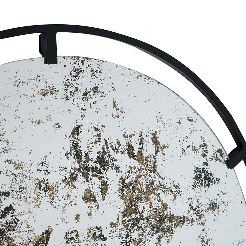Theodor - Mirror With Industrial Design Round Mirror With Metal Frame For Wall Decor & Entryway Console Lean Against Wall - Black