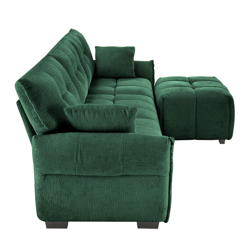 Sofa Set With Ottoman And Pillows, Textured, High Resilience Cushions