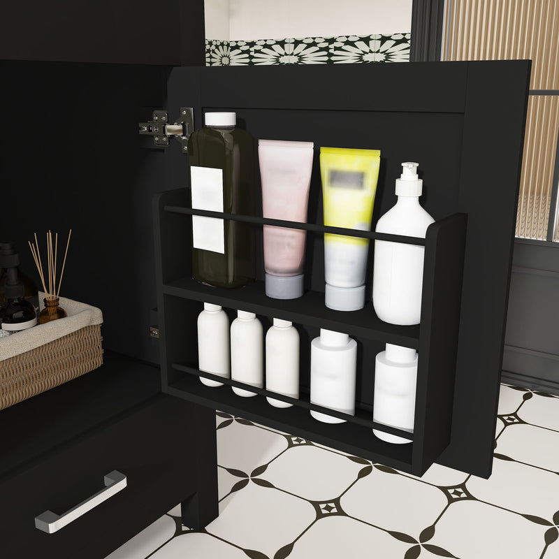 Bathroom Vanity Set, Sink And Faucet Holes Included - Black