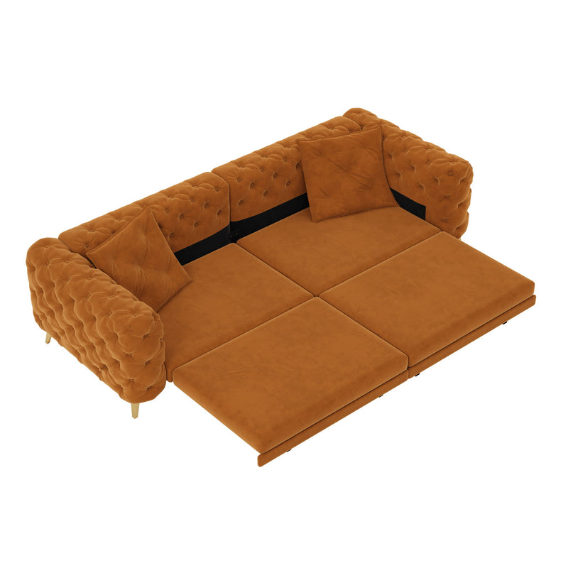 3 In 1 Convertible Sleeper, Deep Seat Pull Out Sofa Bed, Button Tufted