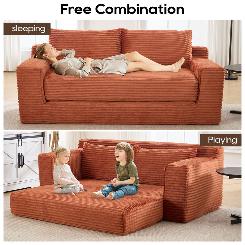 Convertible Loveseat Sofa Bed With Memory Foam & Steel Frame