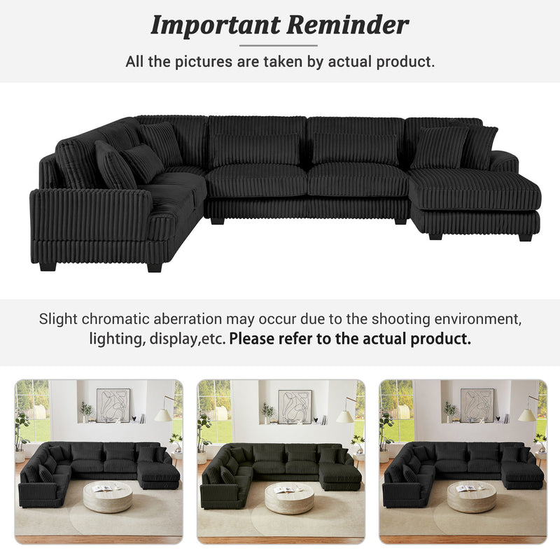 U - Sectional Sofa With Chaise Lounge, Oversized Living Room Couch