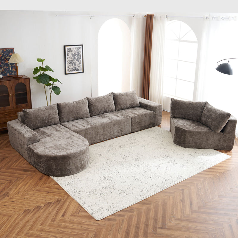 U-Shaped Oversized Modular Cloud Sectional Sofa With Deep Seat For Living Room
