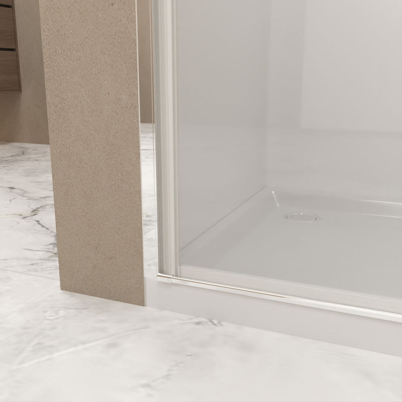 Shower Door With Explosion Proof Safety Film, Half Frame Design - Chrome