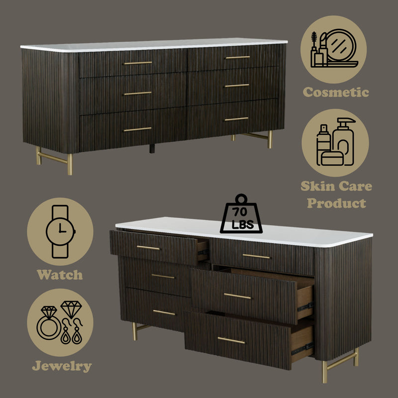 Clayten - Dresser - Espresso / White Marble