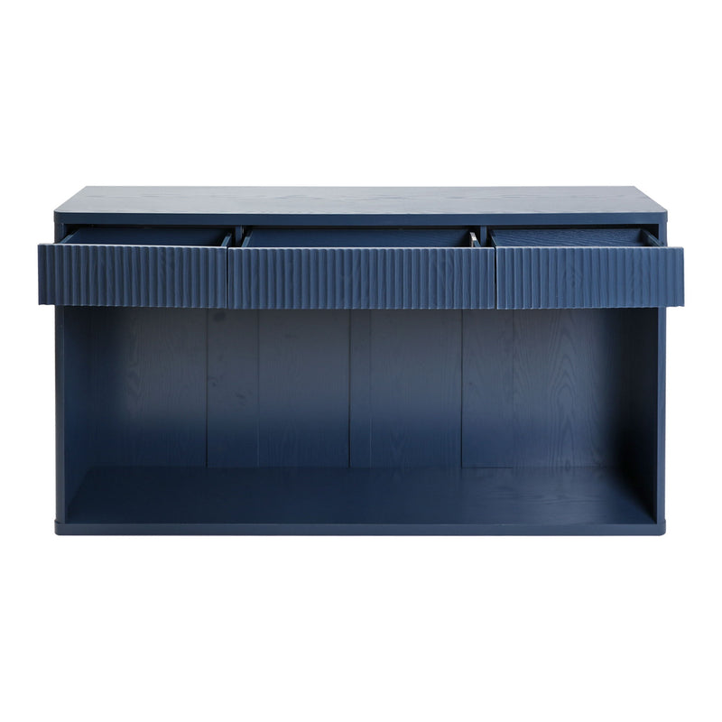 Fluted Console Table With 3 Drawers, Long Sofa Table Behind Couch For Living Room