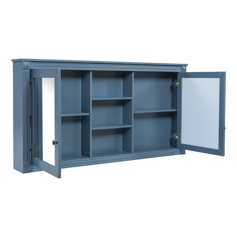 Modern Wall-Mount 2 In 1 Mirror Cabinet With Adjustable Shelves, Soft-Closing Hinges