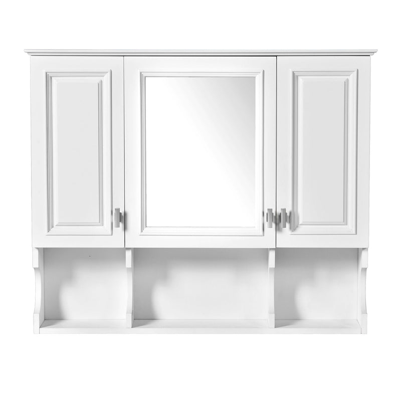 Wall Mounted Bathroom Medicine Wall Cabinet With Mirror & Open Shelves