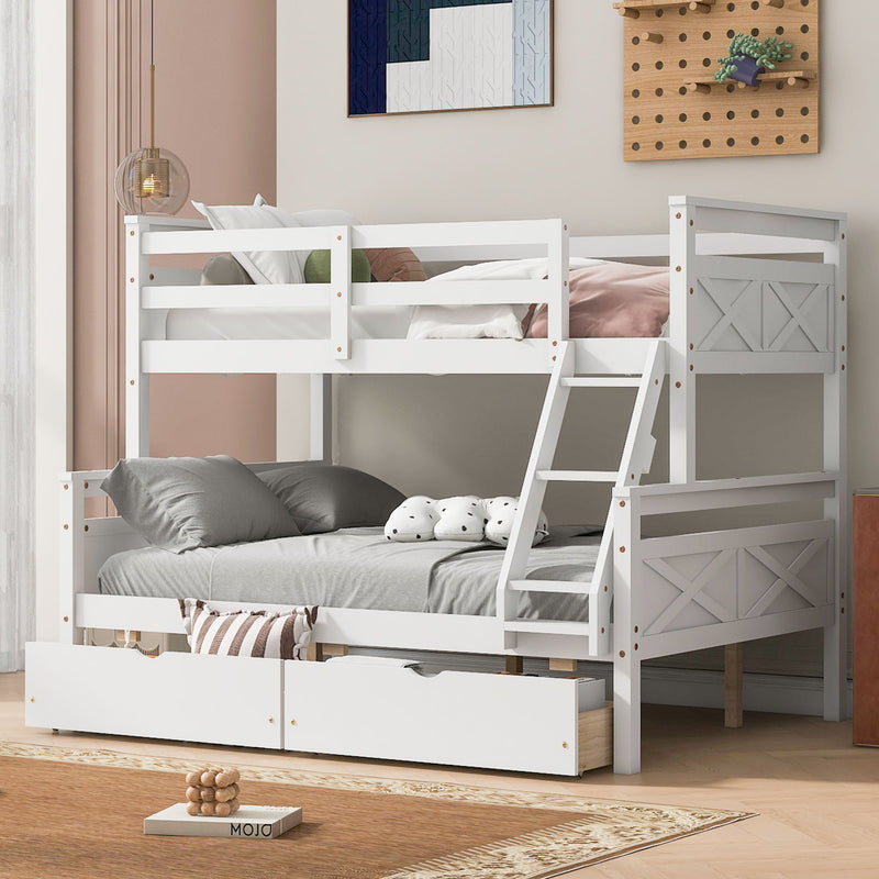 Bunk Bed With Ladder And Safety Guardrail