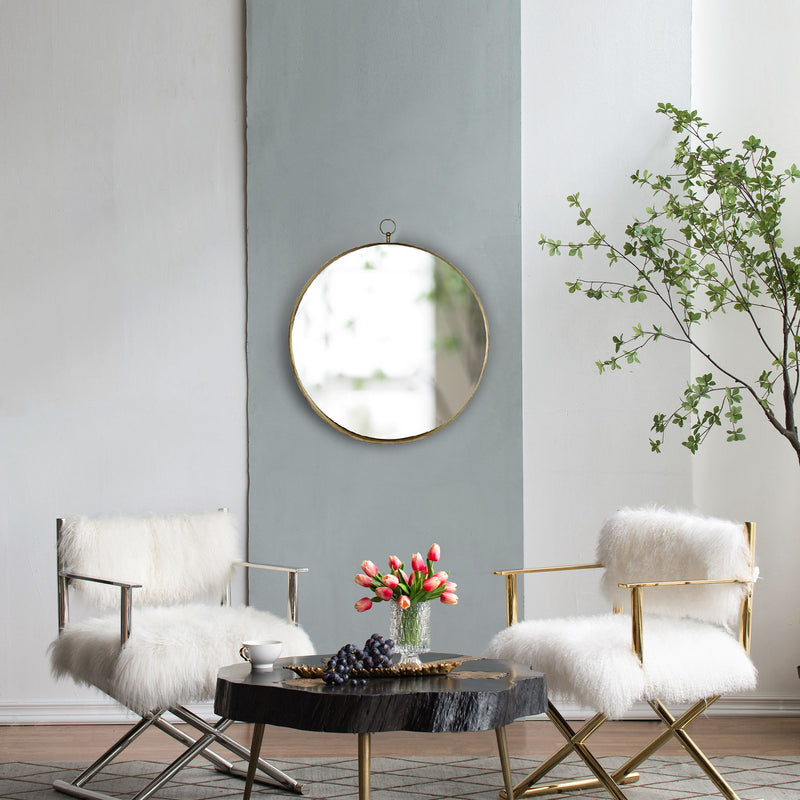 Round Mirror, Circle Mirror With Iron Frame For Living Room Bedroom Vanity Entryway, Hallway