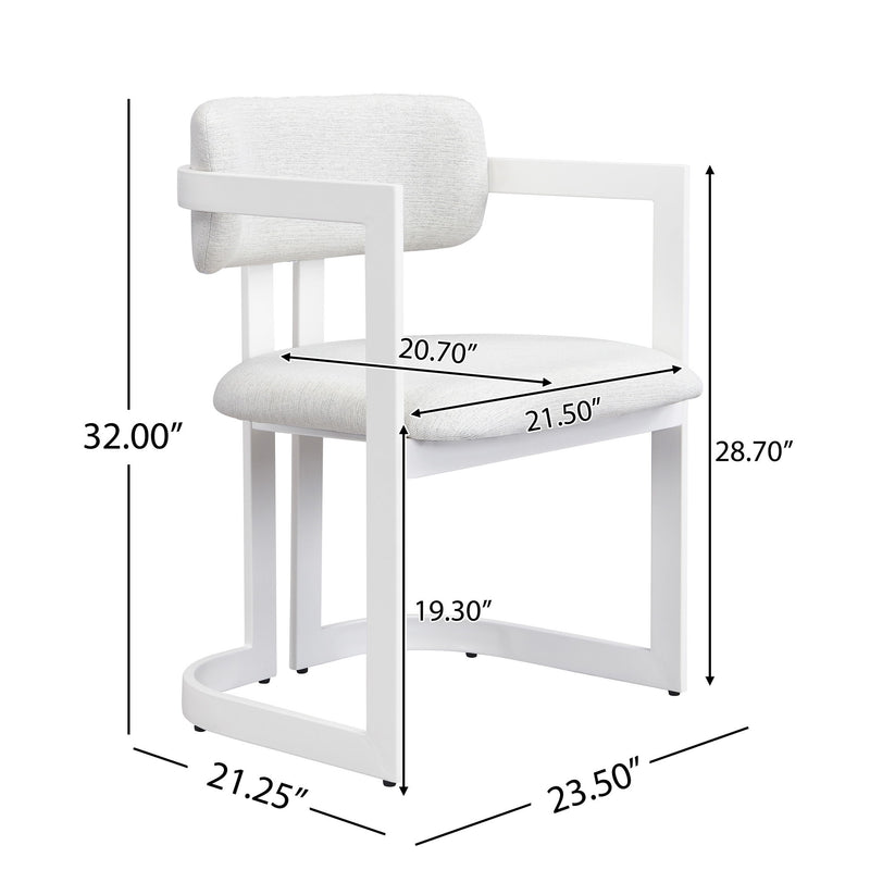 Upholstered Dining Armchairs (Set of 2) - Beige / White