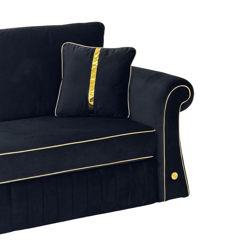 Sofa With Rolled Arms, 3 Seater Couch, Living Room Accent