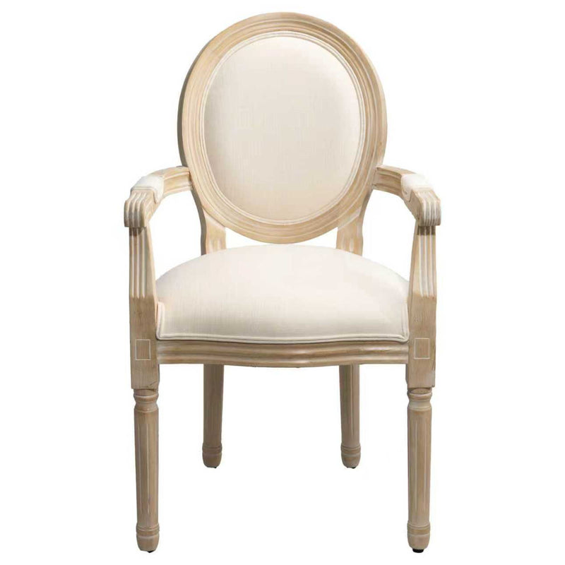 French Vintage Upholstered Fabric Dining Armchair (Set of 2)