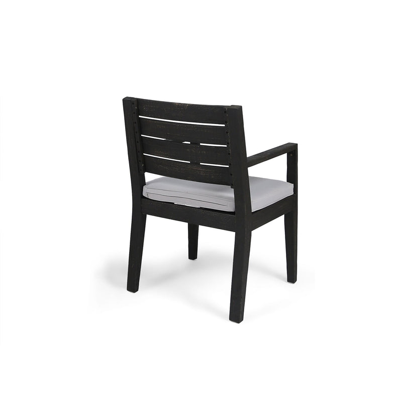 Outdoor 6 Seater Dining Set With Bench - Dark Gray / Light Gray