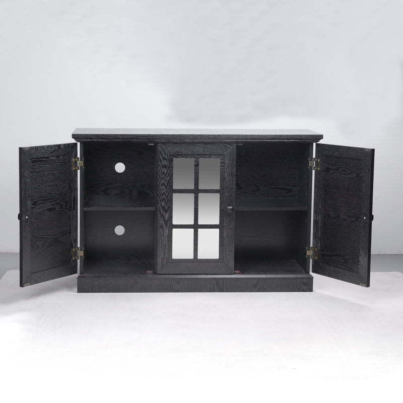 Storage Cabinet With 3 Mirrored Acrylic Doors, Adjustable Shelves