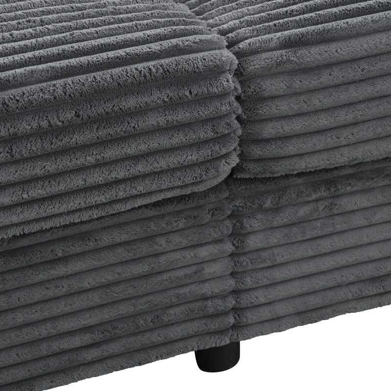 Oversized Loveseat Chaise With 2 USB Ports, 2 Cup Holders And 2 Throw Pillows