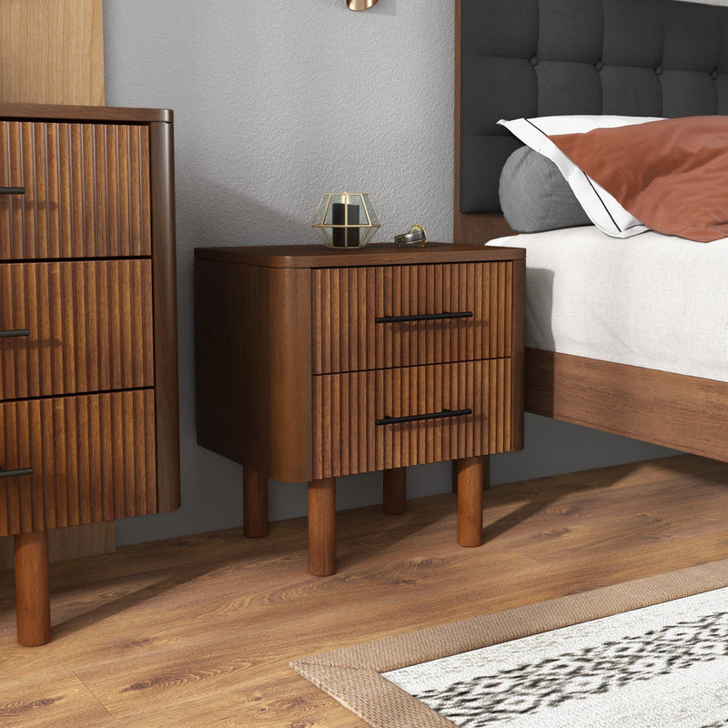 Logan - Nightsd Bed Side Tables With 2 Drawers - Brown