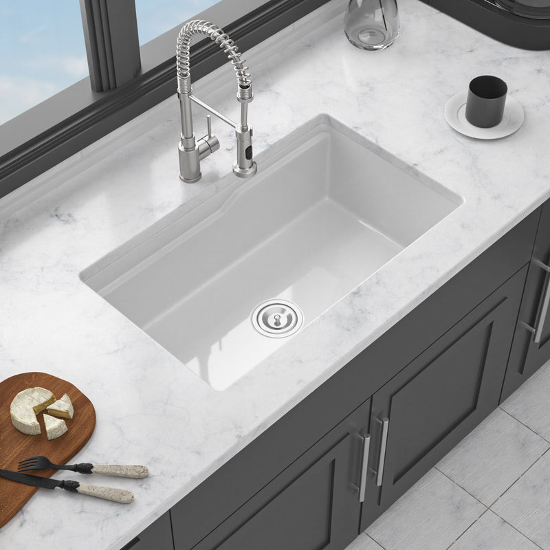 Undermount Workstation Single Bowl Porcelain Ceramic Kitchen Sink