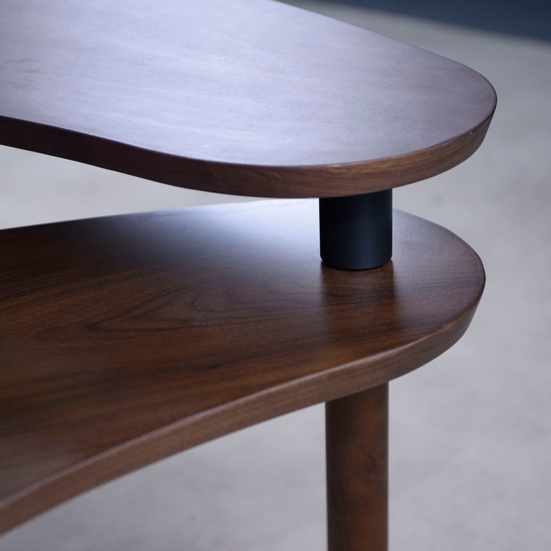Rotatable Coffee Table With Solid Legs, 360 Degree Swivel, Waterproof - Walnut