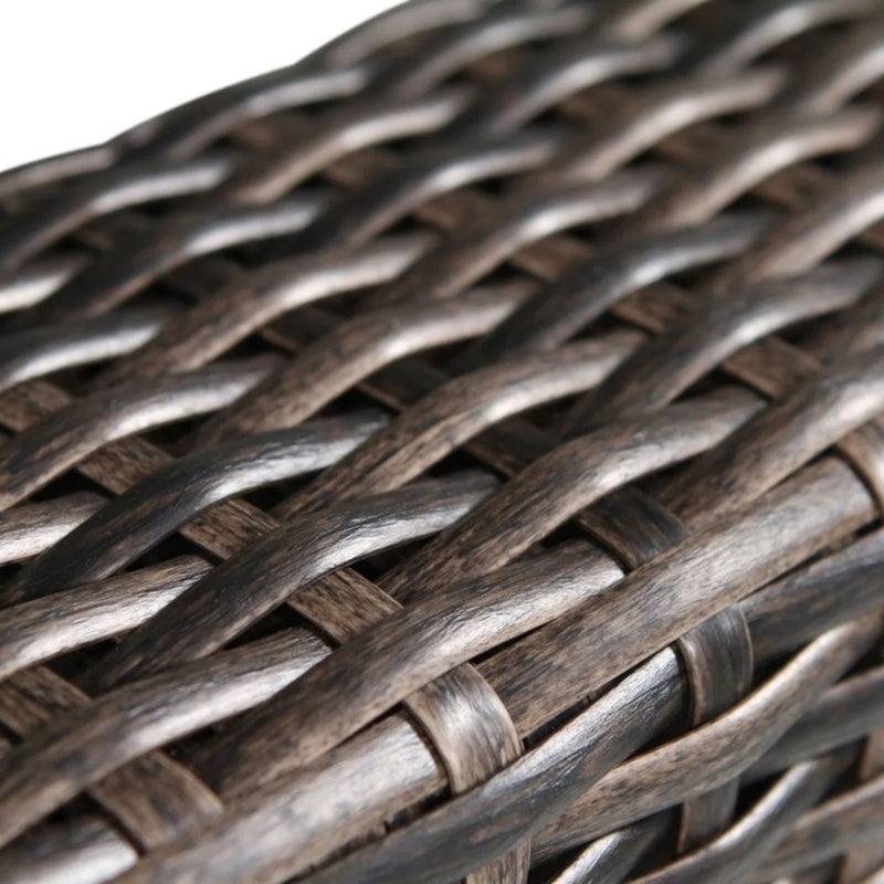 Rattan Wicker Patio Set With Cushions And Concrete Fire Pit