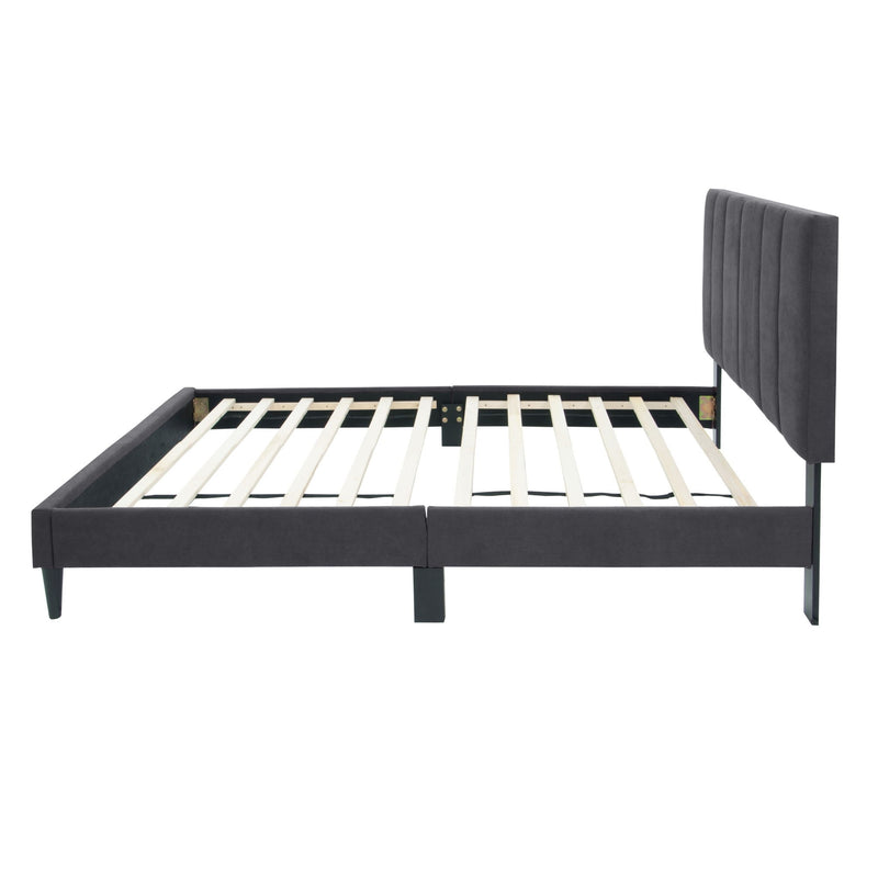 Bed With Channel Tufted Adjustable Headboard
