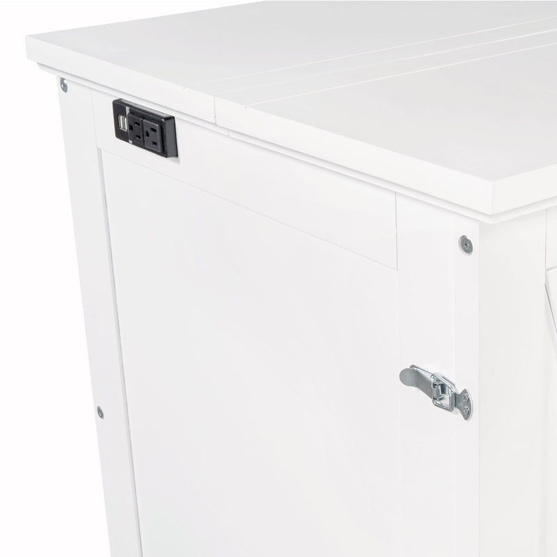 Full Solid Pine Murphy Bed Chest Cube Cabinet Bed With Charging Station And Large Storage Drawer For Home Office Or Small Room - White