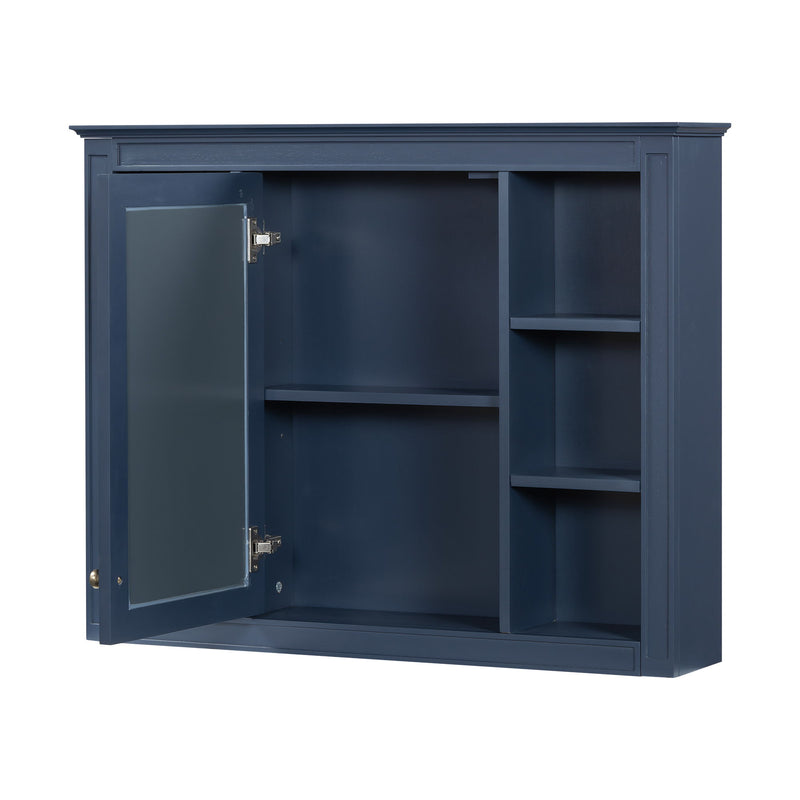 Wall Mounted Medicine Cabinet With Mirror, Storage Cabinet Featuring 6 Open Shelves And Adjustable Interior