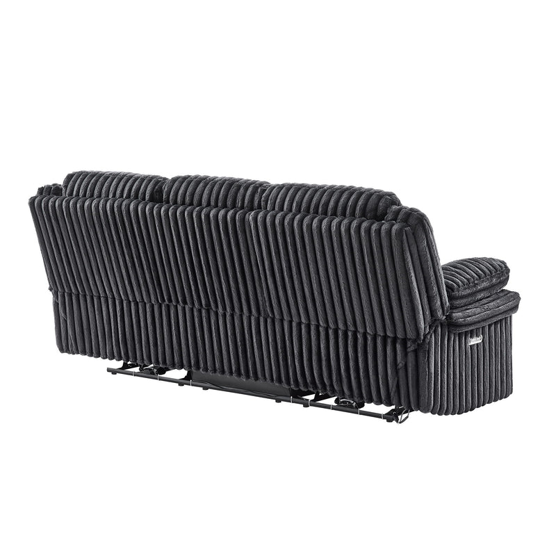 Winston - Power Reclining Sofa With LED Lighting, Hidden Drawer, And Drop Down Table - Black
