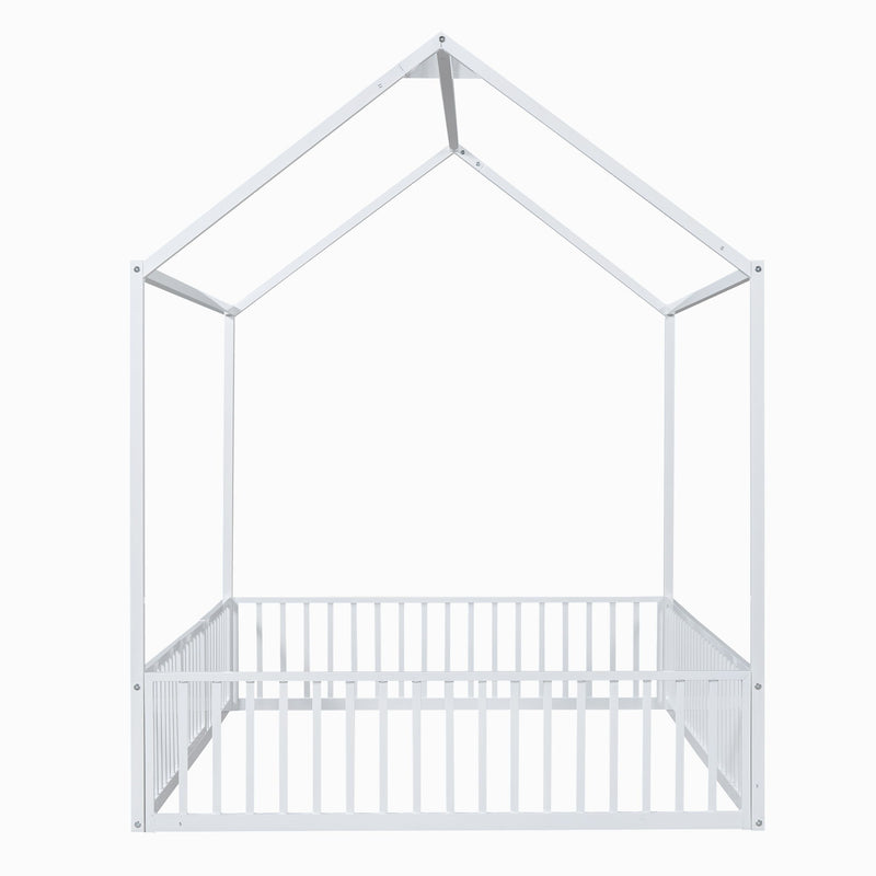 Metal House Bed With Fence And Door