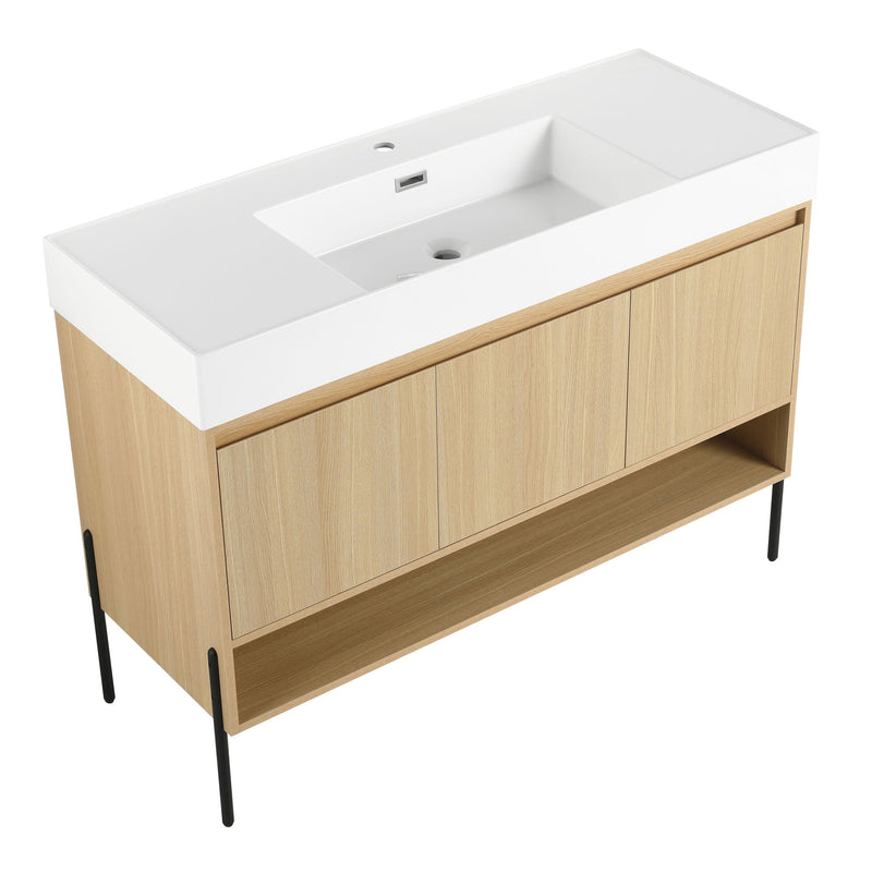 Modern Bathroom Vanity Combo With Single Resin Sink And Storage Cabinet