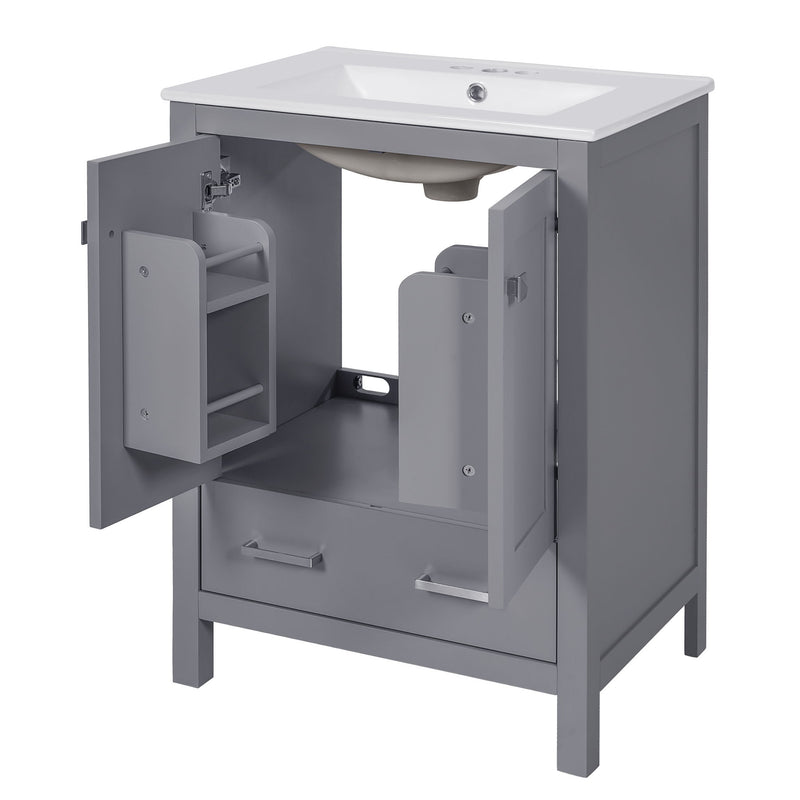 Bathroom Vanity With Integrated Undermount Ceramic Sink, 2 Doors And 1 Drawer, Soft Close Hinges