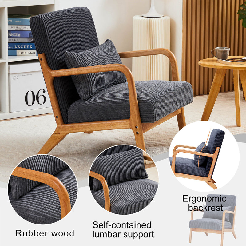 Accent Arm Chair With Pillow Upholstered
