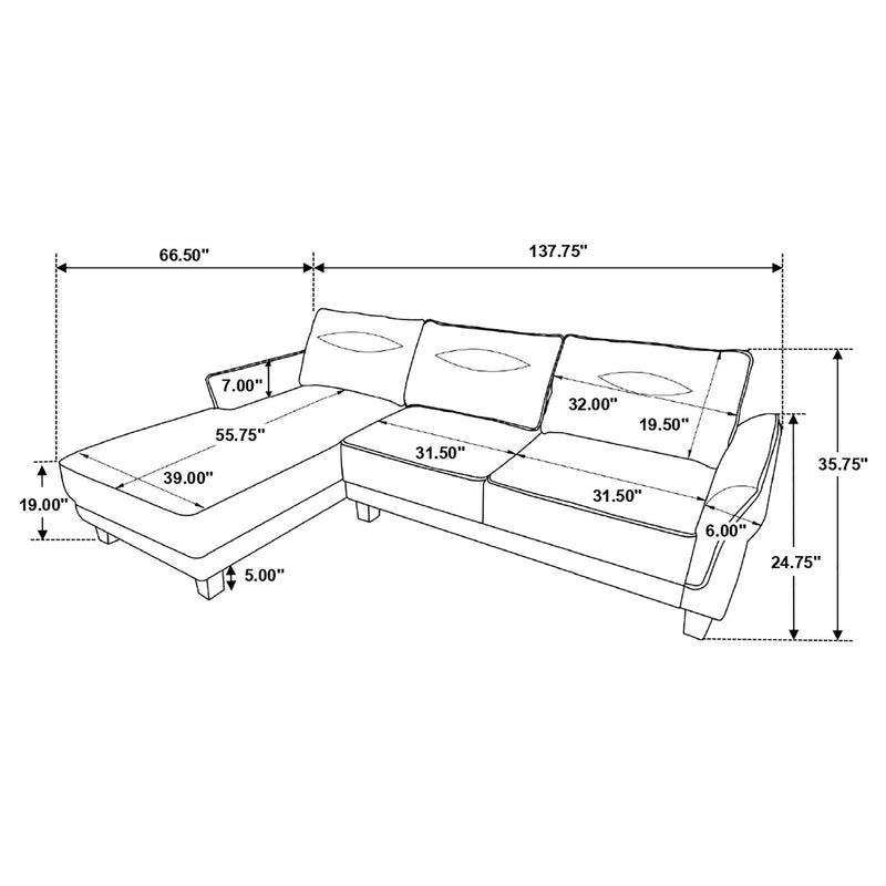 Granholm - Upholstered Curved Arm Sectional Sofa - White