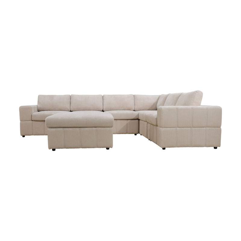 Oversized Modular Sectional Sofa, Reversible With Ottoman