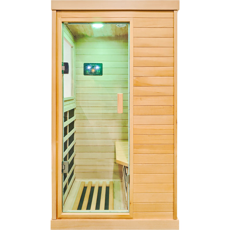 Infrared Sauna Room Single Room With Hemlock Frame, 6 Heating Plates, Built-In Lights And Bluetooth Audio - Natural