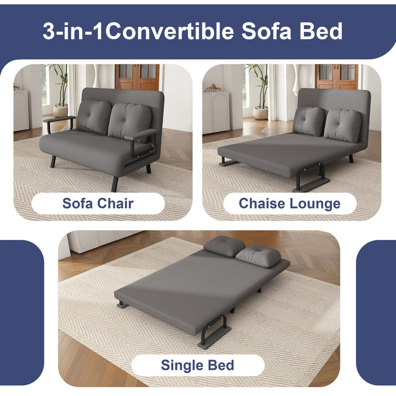 5 In 1 Convertible Sofa Bed For 2 With Adjustable Backrest