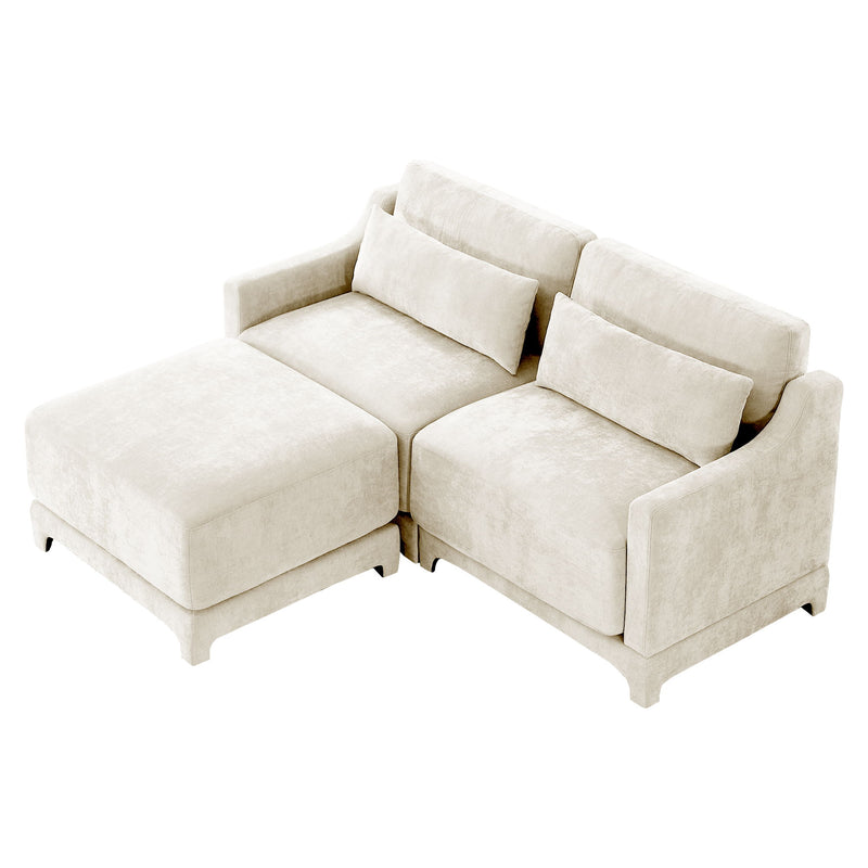 Stylish Sofa With Ottoman And Lumbar Pillows, Ergonomic Design