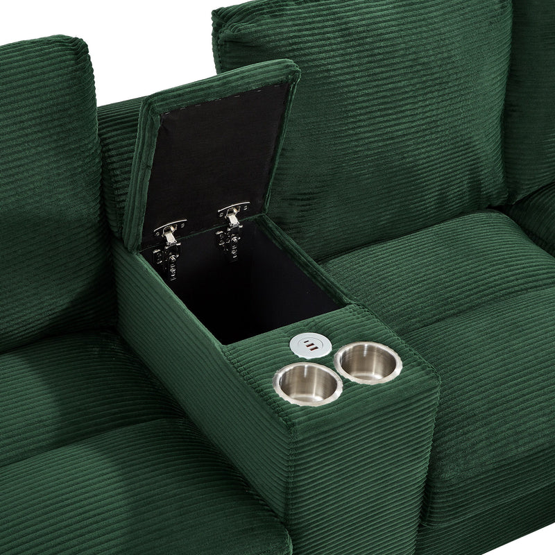 Modern U - Shaped Sectional Sofa With Storage Ottomans, USB Ports, And Cup Holders