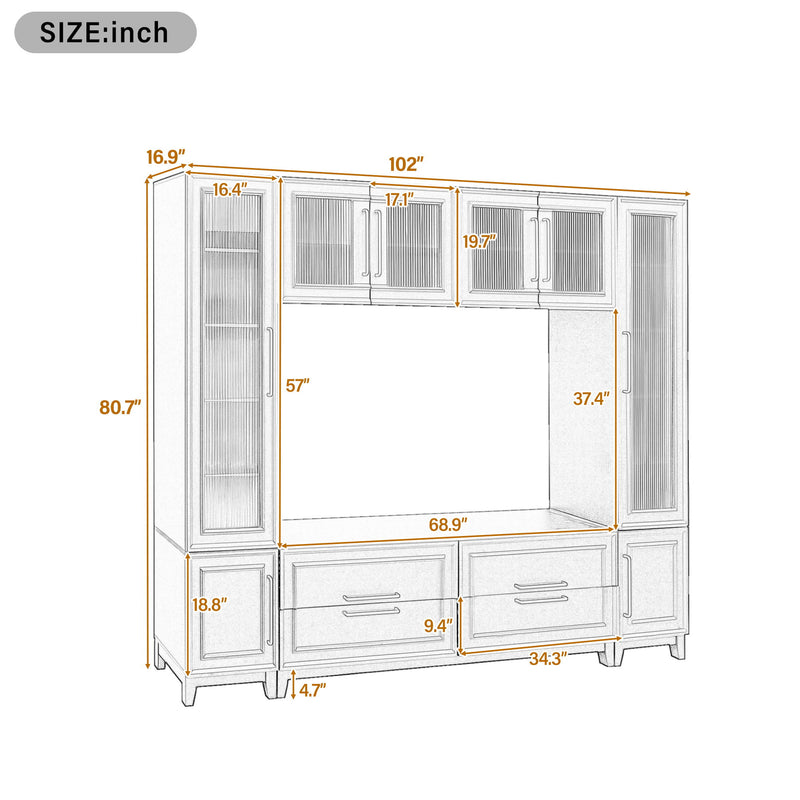 Wall Unit Modern Entertainment Center With Glass Doors