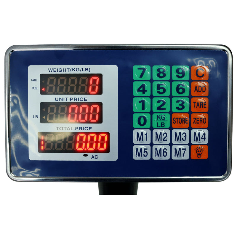 Digital Weight Computing Floor Platform Scale With Price Calculator - Black