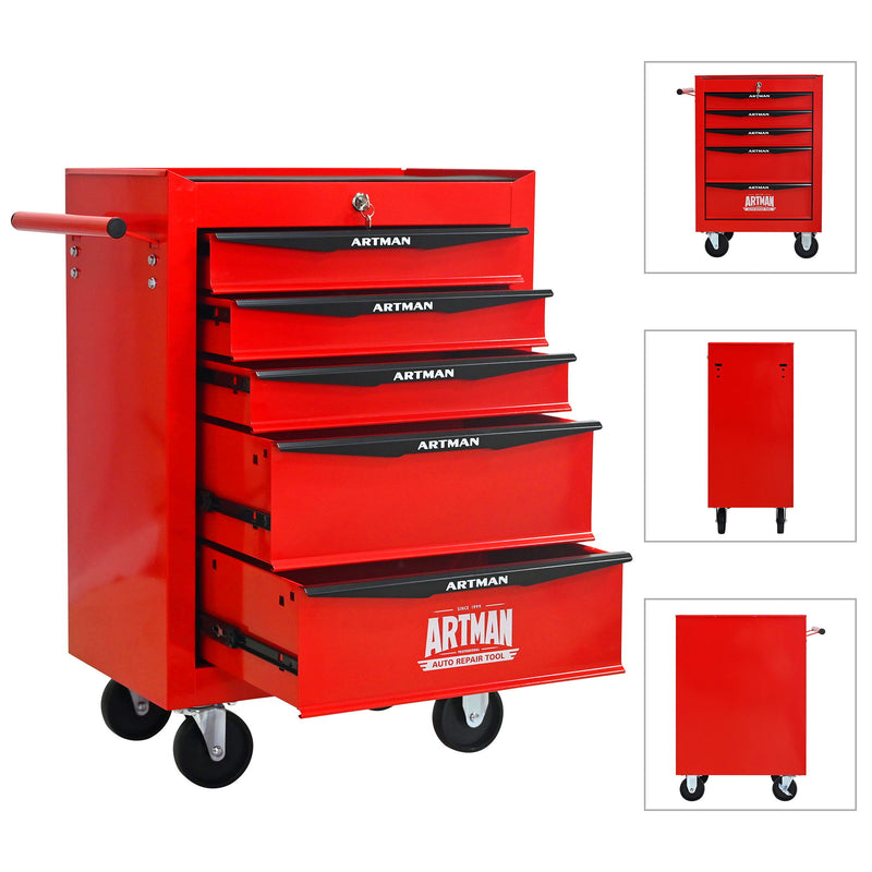 Rolling Metal Tool Chest With Drawers, Steel Storage Cabinet With Ball Bearing Slides