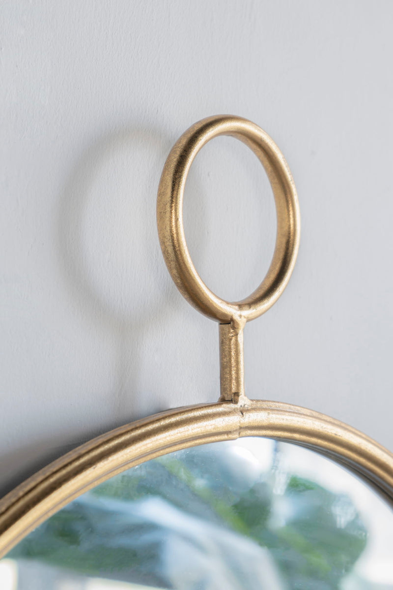 Circle Wall Mirror With Iron Frame, Accent Mirror For Living Room