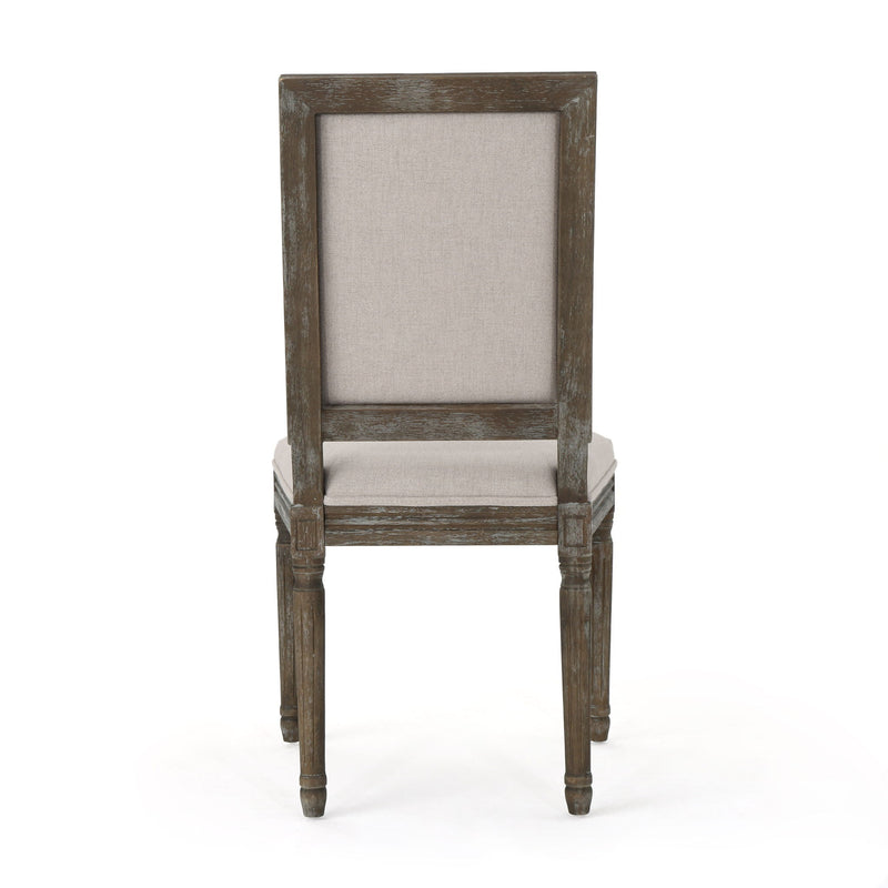 Traditional Style Dining Chair Set With Fabric Upholstery