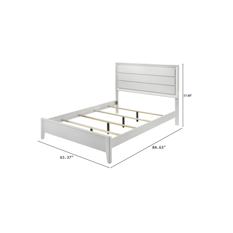 Modern Bed Frame With Wave Texture Headboard And Angled Legs